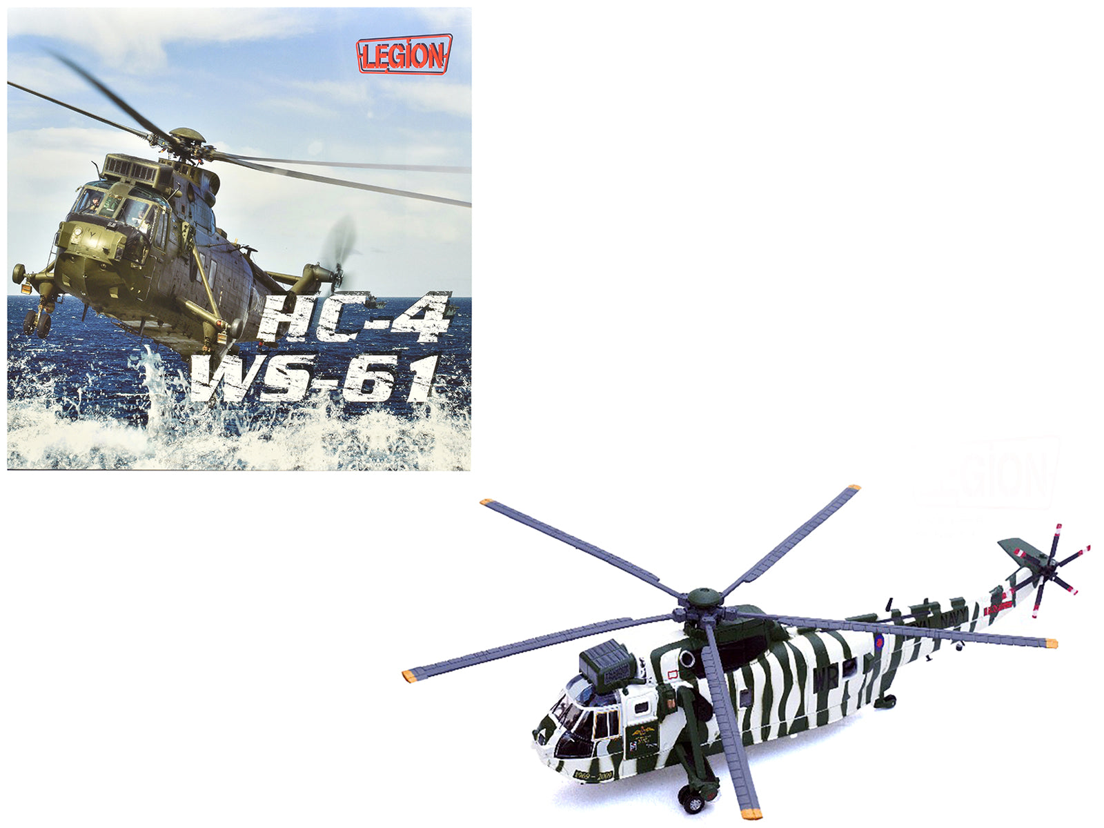 Westland Sea King HC.4 Helicopter "40th Anniversary Livery 848 Naval Air Squadron Commando Helicopter Force Royal Naval Air Station Yeovilton Somerset" (2009) British Royal Navy 1/72 Diecast Model by Legion-DiecastModeler.com