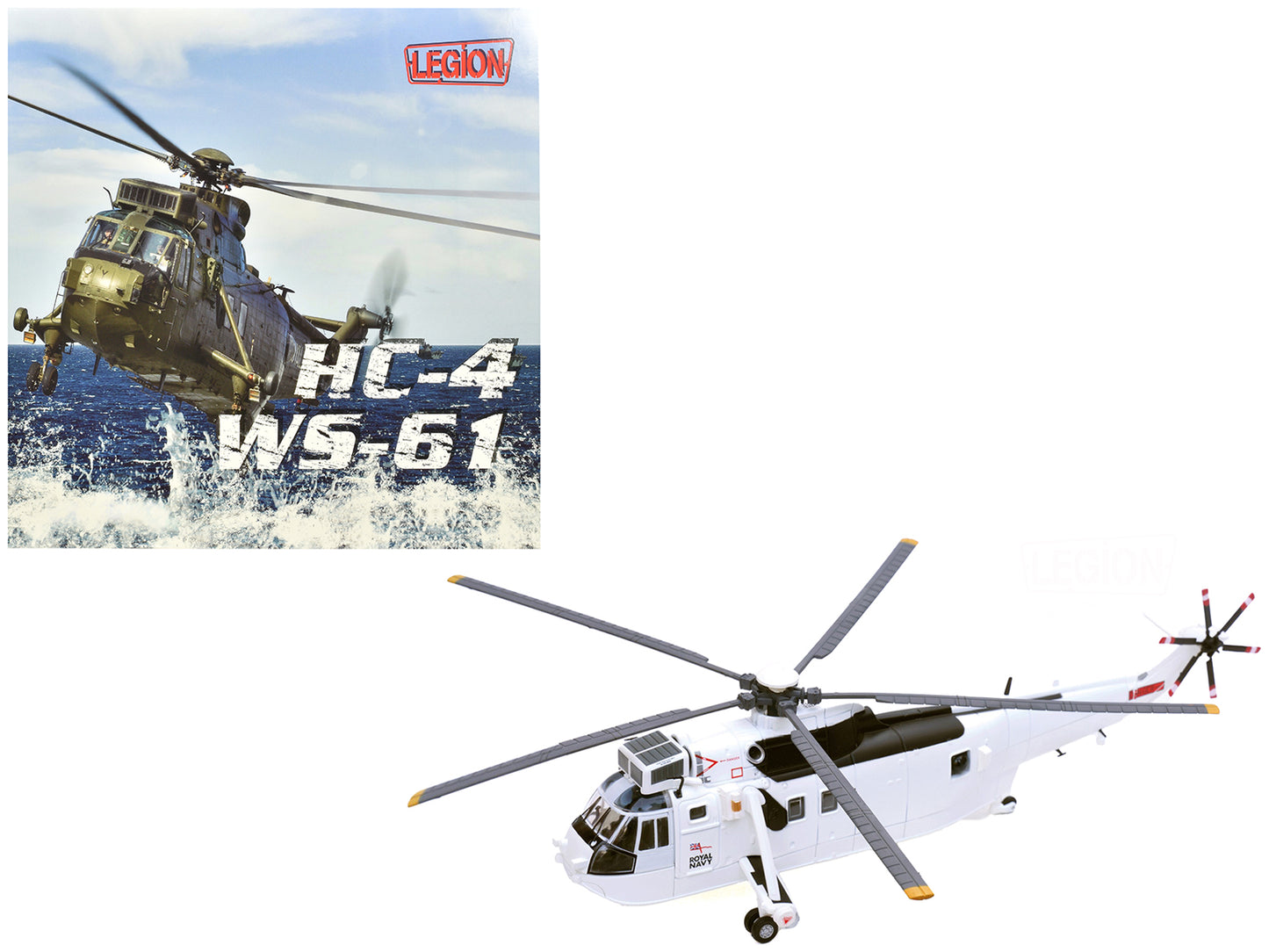 Westland Sea King HC.4 Helicopter "White Livery 845 Naval Air Squadron United Nations Protection Force Bosnia/Croatia" (1995) British Royal Navy 1/72 Diecast Model by Legion-DiecastModeler.com