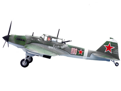 Ilyushin IL-2M3 Sturmovik Aircraft #100 Green Camouflage "Piloted by Vasily Emelyanenko" Soviet Air Force 1/72 Diecast Model Airplane by Legion-DiecastModeler.com