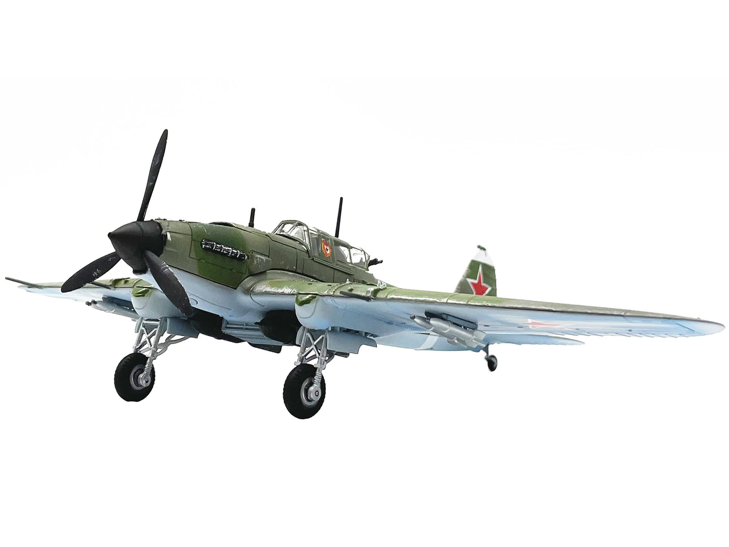 Ilyushin IL-2M3 Sturmovik Aircraft #100 Green Camouflage "Piloted by Vasily Emelyanenko" Soviet Air Force 1/72 Diecast Model Airplane by Legion-DiecastModeler.com