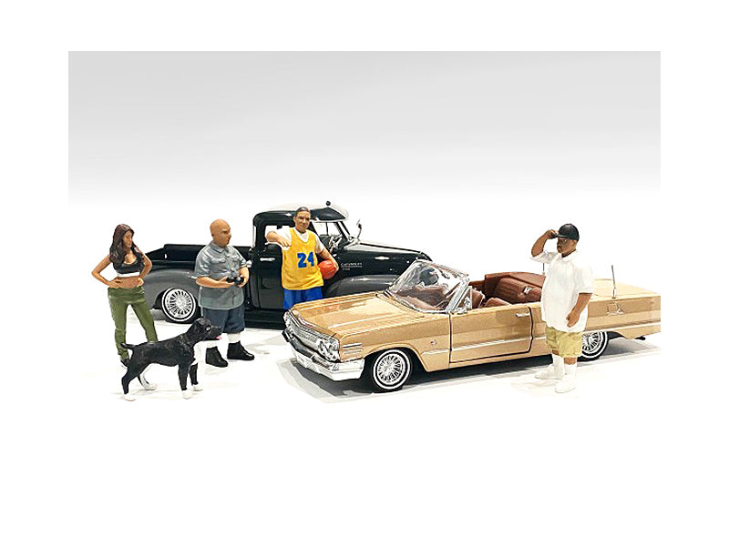 Lowriderz and a Dog 5 piece Figurine Set for 1/18 Scale Models by American Diorama-DiecastModeler.com