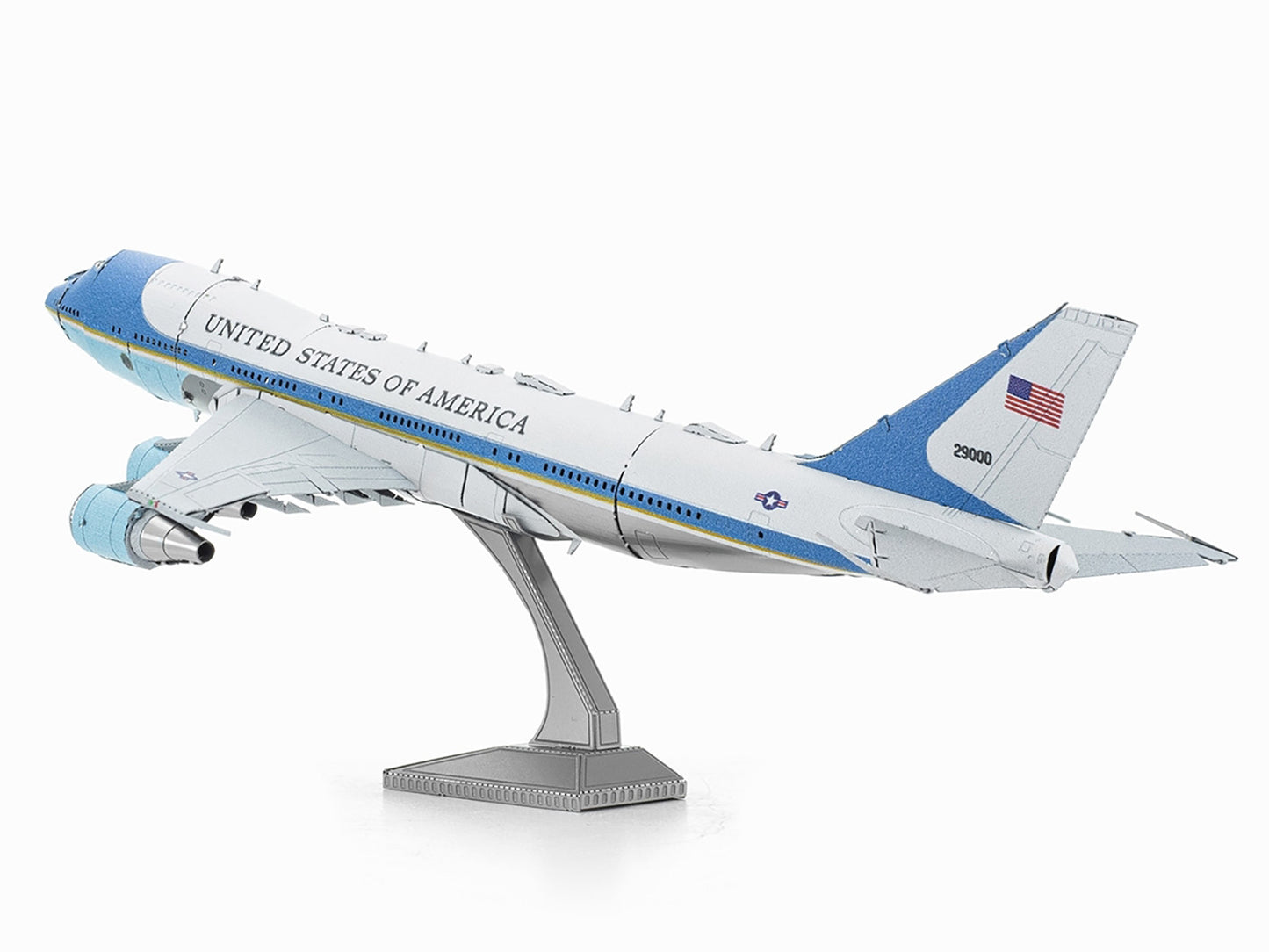Model Kit Boeing 747 Transport Aircraft "Air Force One Presidential Plane" United States Air Force (Moderate Difficulty) Steel Model by Metal Earth