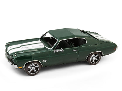 Model Kit 1970 Chevrolet Chevelle SS Green with White Stripes (Challenging Difficulty) Steel Model by Metal Earth