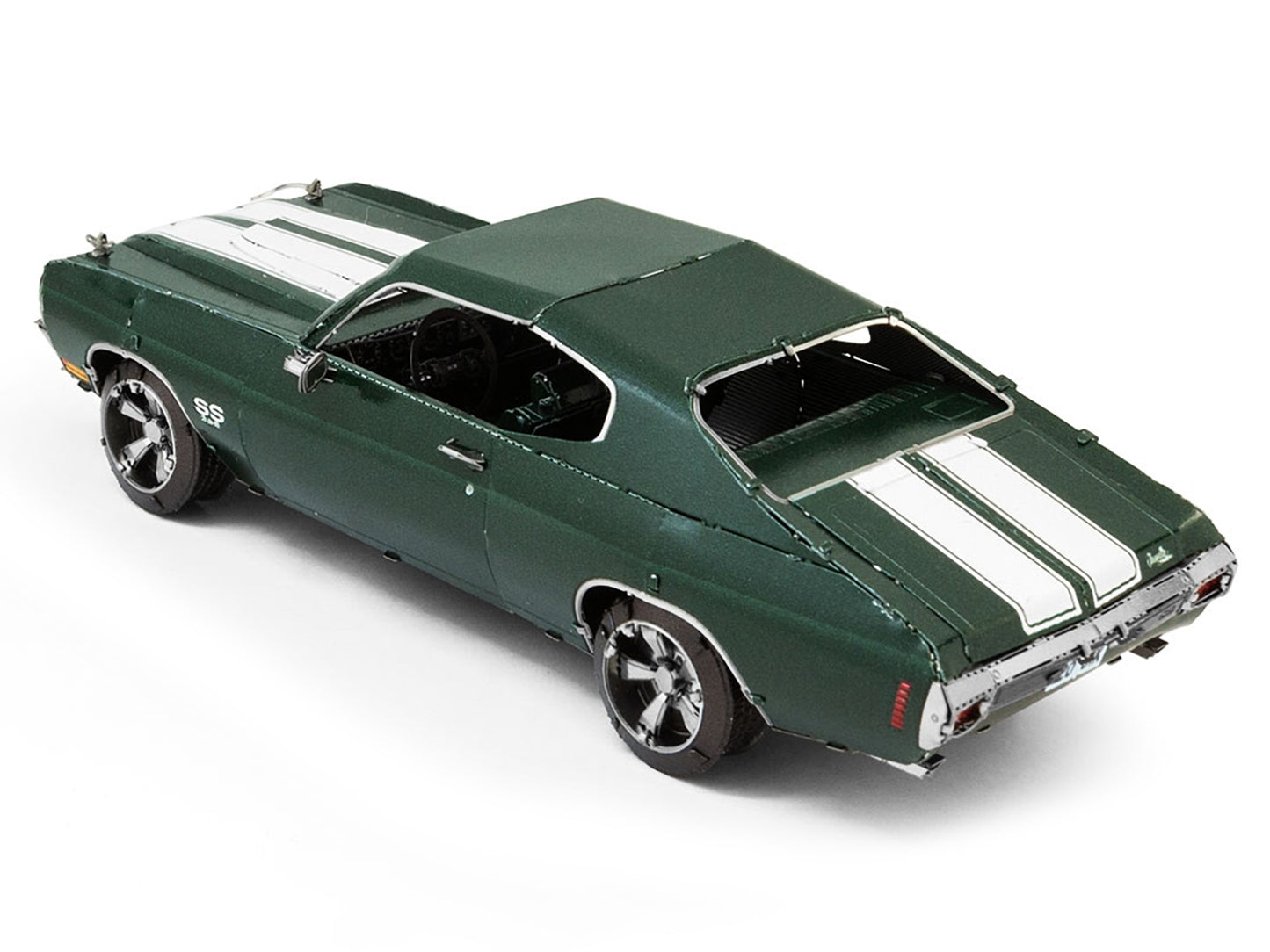 Model Kit 1970 Chevrolet Chevelle SS Green with White Stripes (Challenging Difficulty) Steel Model by Metal Earth