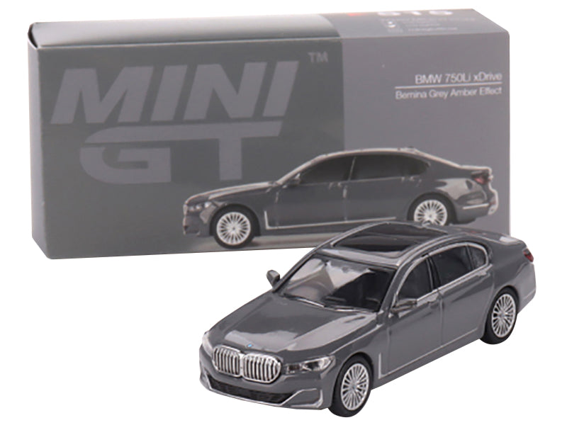 BMW 750Li xDrive Bernina Gray Amber Effect with Sunroof Limited Edition to 2400 pieces Worldwide 1/64 Diecast Model Car by Mini GT-DiecastModeler.com