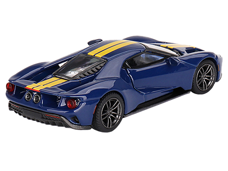 Ford GT Sunoco Blue with Yellow Stripes Limited Edition to 3600 pieces Worldwide 1/64 Diecast Model Car by Mini GT-DiecastModeler.com