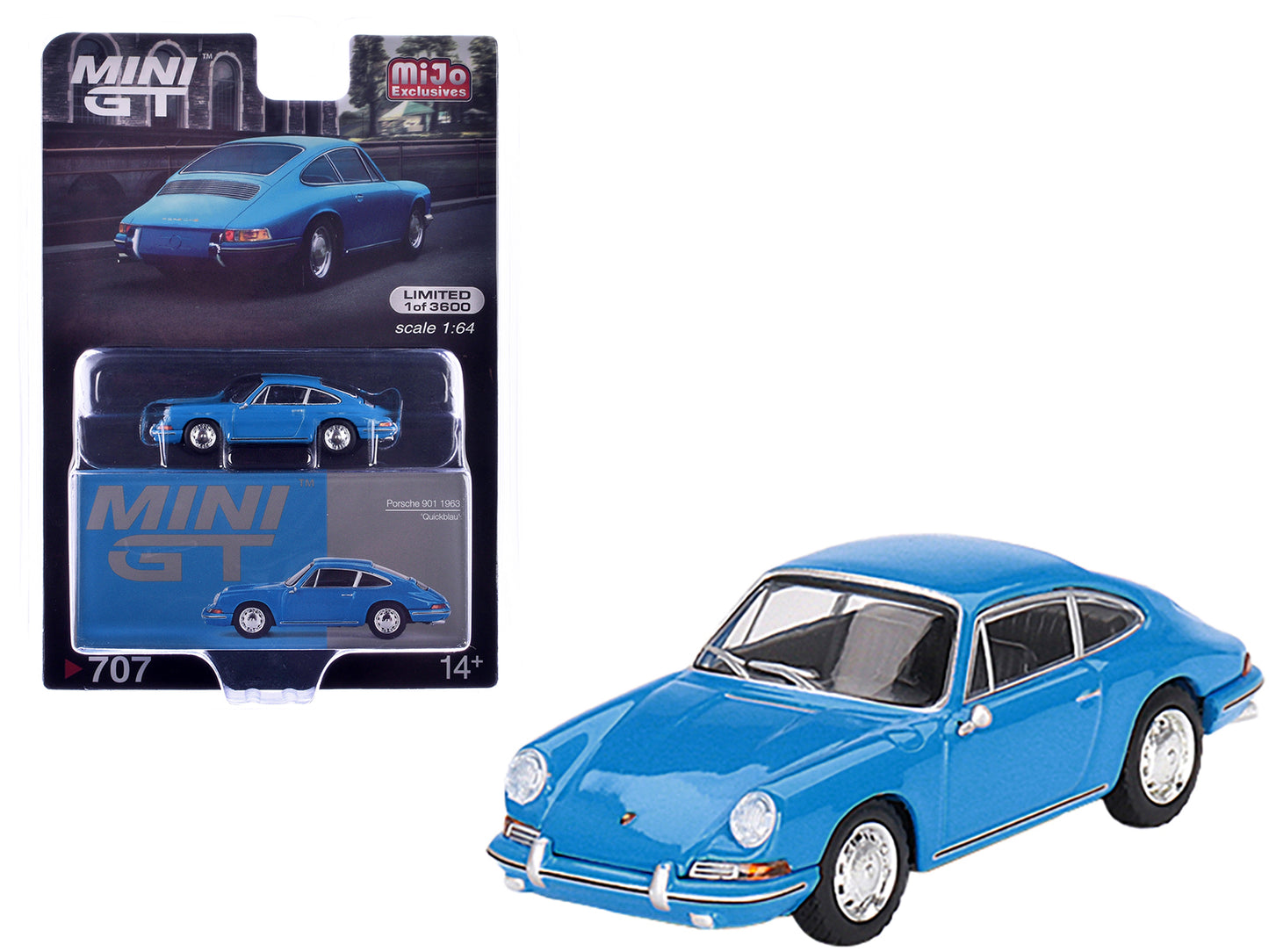 1963 Porsche 901 Blue "Quickblau" Limited Edition to 3600 pieces Worldwide 1/64 Diecast Model Car by Mini GT-DiecastModeler.com