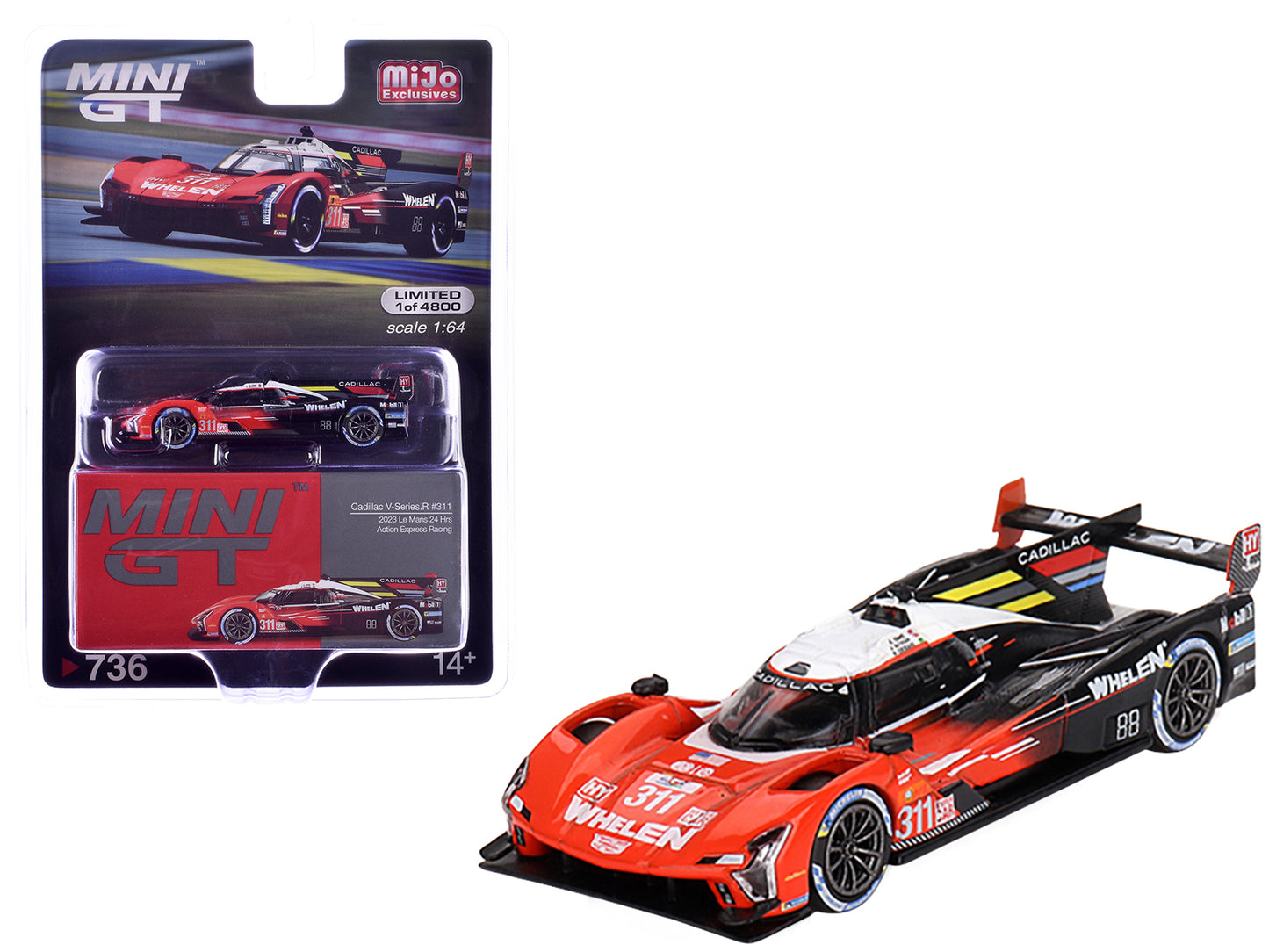 Cadillac V-Series.R #311 Jack Aitken - Pipo Derani - Alexander Sims "Action Express Racing" "24 Hours of Le Mans" (2023) Limited Edition to 4800 pieces Worldwide 1/64 Diecast Model Car by Mini GT-DiecastModeler.com