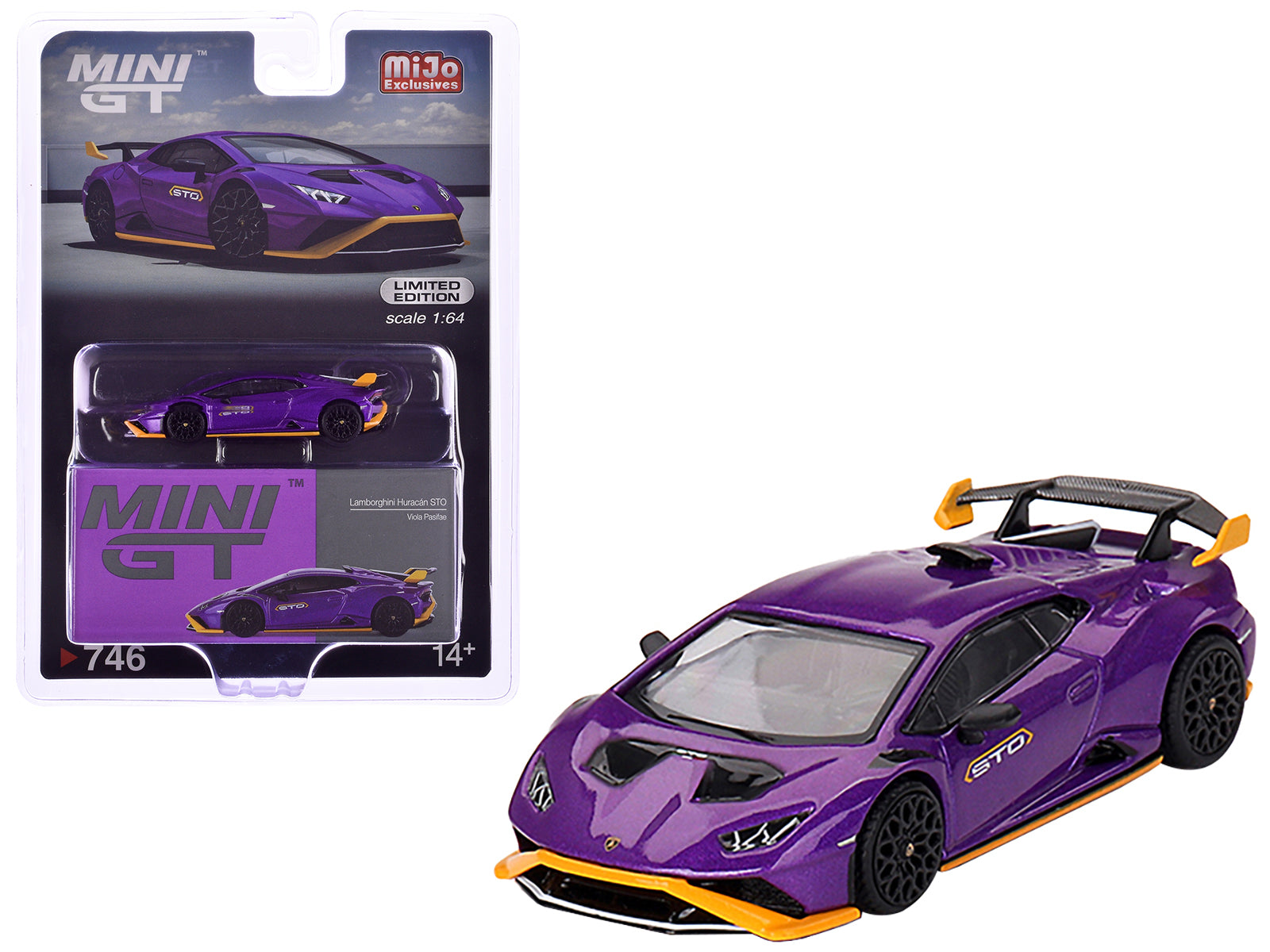 Lamborghini Huracan STO Viola Pasifae Purple Metallic Limited Edition 1/64 Diecast Model Car by Mini GT-DiecastModeler.com