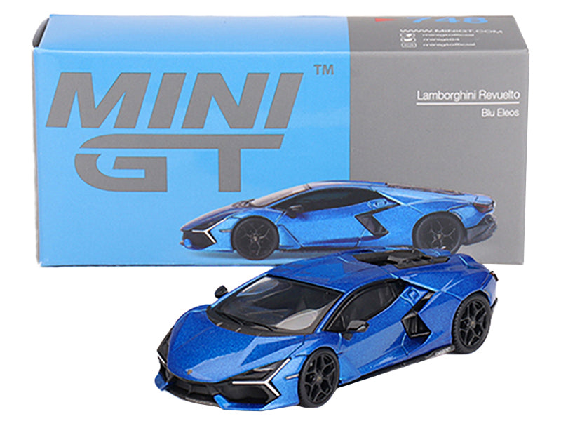 Lamborghini Revuelto Blu Eleos Blue Metallic Limited Edition to 8400 pieces Worldwide 1/64 Diecast Model Car by Mini GT