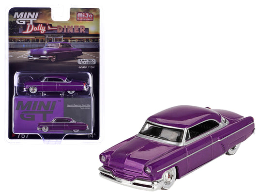 1954 Lincoln Capri Hot Rod Purple Metallic Limited Edition to 3600 pieces Worldwide 1/64 Diecast Model Car by Mini GT