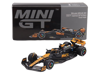McLaren MCL60 #81 Oscar Piastri 3rd Place Formula One F1 "Japanese GP" (2023) Limited Edition 1/64 Diecast Model Car by Mini GT