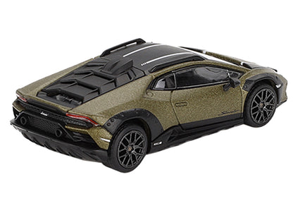 Lamborghini Huracan Sterrato Verde Gea Matt Green Metallic with Black Tio and White Stripes Limited Edition to 7200 pieces Worldwide 1/64 Diecast Model Car by Mini GT