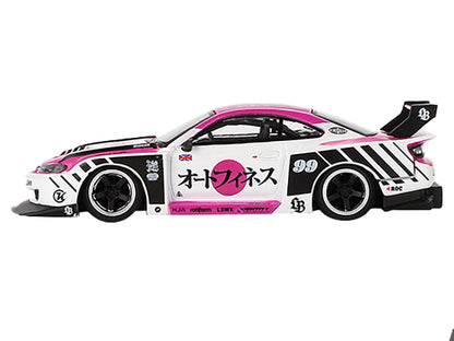 Nissan "LB-Super Silhouette" S15 SILVIA RHD (Right Hand Drive) #99 "Auto Finesse - SEMA 2023" White and Pink Limited Edition 1/64 Diecast Model Car by Mini GT-DiecastModeler.com