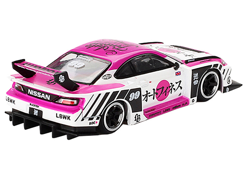 Nissan "LB-Super Silhouette" S15 SILVIA RHD (Right Hand Drive) #99 "Auto Finesse - SEMA 2023" White and Pink Limited Edition 1/64 Diecast Model Car by Mini GT