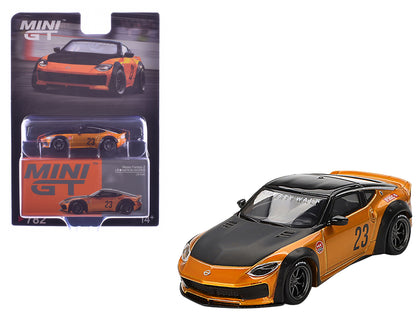 Nissan Fairlady Z #23 "LB-NATION WORKS" LB Gold Metallic with Matt Black Hood and Black Top Limited Edition 1/64 Diecast Model Car by Mini GT-DiecastModeler.com