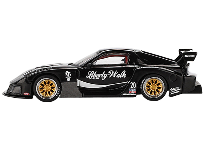 Mazda RX-7 LB-Super Silhouette #20 "Liberty Walk" Black Limited Edition 1/64 Diecast Model Car by Mini GT-DiecastModeler.com