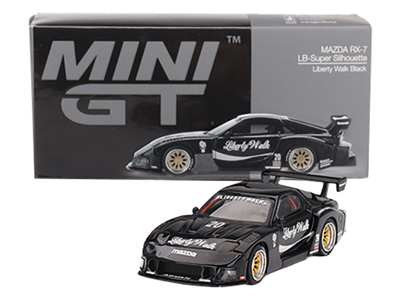 Mazda RX-7 LB-Super Silhouette #20 "Liberty Walk" Black Limited Edition 1/64 Diecast Model Car by Mini GT-DiecastModeler.com