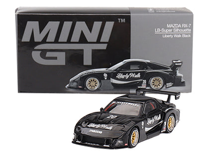 Mazda RX-7 LB-Super Silhouette #20 "Liberty Walk" Black Limited Edition 1/64 Diecast Model Car by Mini GT-DiecastModeler.com