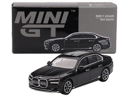 BMW i7 xDrive60 Black Sapphire Limited Edition 1/64 Diecast Model Car by Mini GT-DiecastModeler.com