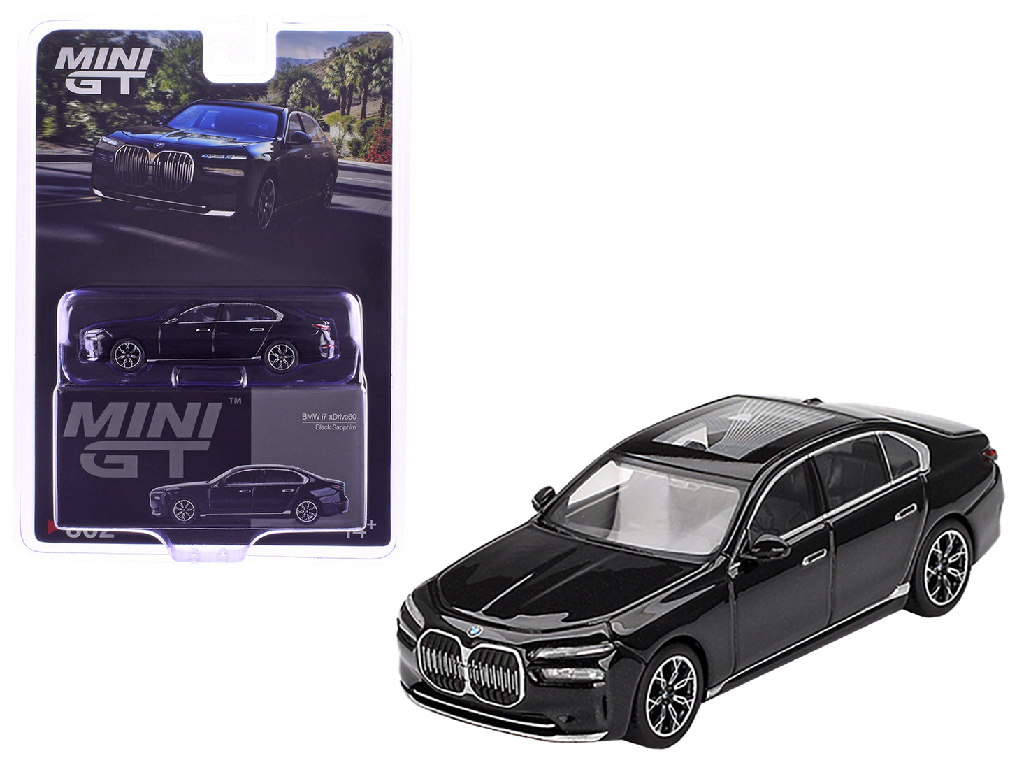 BMW i7 xDrive60 Black Sapphire Limited Edition 1/64 Diecast Model Car by Mini GT-DiecastModeler.com