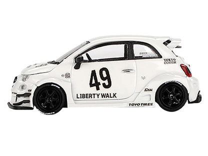 ABARTH 595 #49 "LB-Works x Abas Works" Gara White Limited Edition 1/64 Diecast Model Car by Mini GT