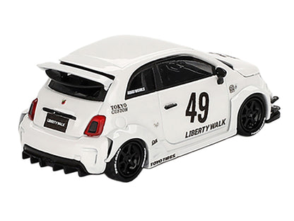ABARTH 595 #49 "LB-Works x Abas Works" Gara White Limited Edition 1/64 Diecast Model Car by Mini GT