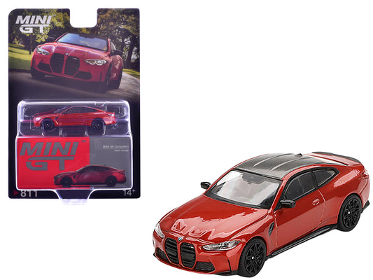 BMW M4 Competition Sakhir Orange Metallic with Carbon Top Limited Edition 1/64 Diecast Model Car by Mini GT-DiecastModeler.com