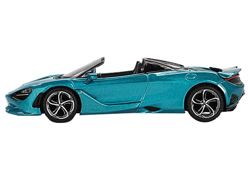 McLaren 750S Spider Belize Blue Metallic Limited Edition 1/64 Diecast Model Car by Mini GT-DiecastModeler.com