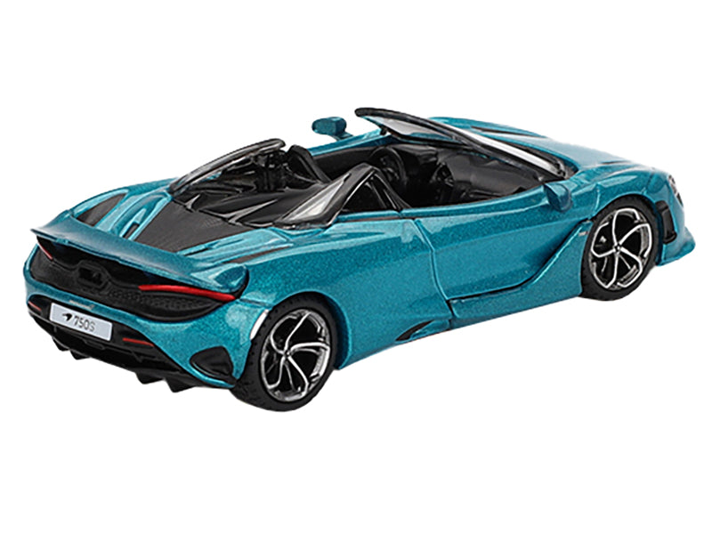 McLaren 750S Spider Belize Blue Metallic Limited Edition 1/64 Diecast Model Car by Mini GT-DiecastModeler.com