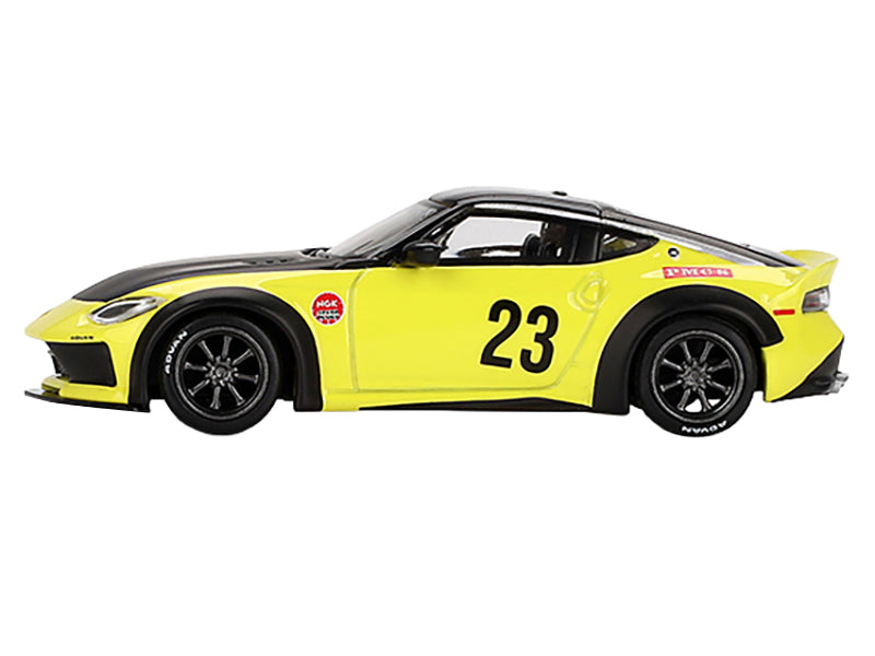 Nissan Z "LB-Nation Works" #23 Ikazuchi Yellow with Black Hood and Top Limited Edition 1/64 Diecast Model Car by Mini GT-DiecastModeler.com