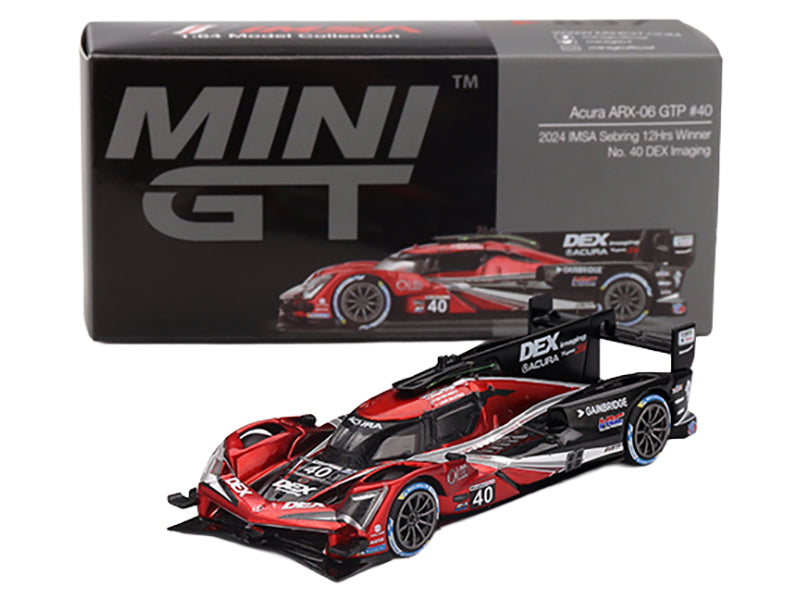 Acura ARX-06 GTP #40 Louis Deletraz - Colton Herta - Jordan Taylor "Wayne Taylor Racing with Andretti" Winner IMSA "12 Hours of Sebring" (2024) Limited Edition 1/64 Diecast Model Car by Mini GT