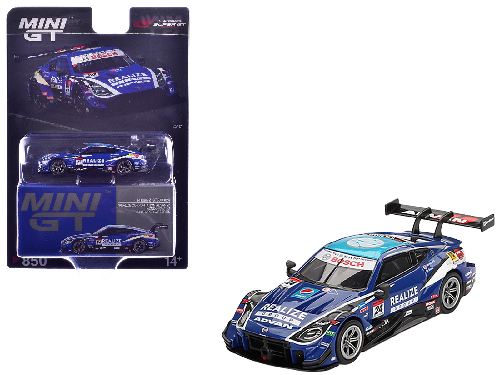 Nissan Z GT500 #24 Daiki Sasaki - Kohei Hirate "Kondo Racing - Realize Group" "Super GT Series" (2023) Limited Edition 1/64 Diecast Model Car by Mini GT-DiecastModeler.com