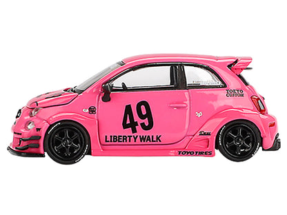 ABARTH 595 #49 "LB-Works x Abas Works" Pink Limited Edition 1/64 Diecast Model Car by Mini GT