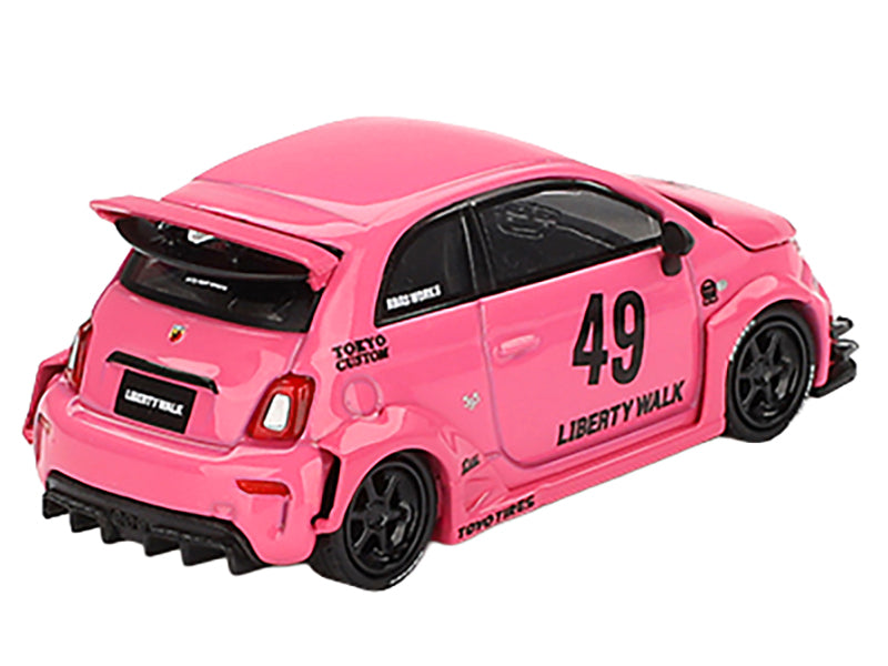 ABARTH 595 #49 "LB-Works x Abas Works" Pink Limited Edition 1/64 Diecast Model Car by Mini GT