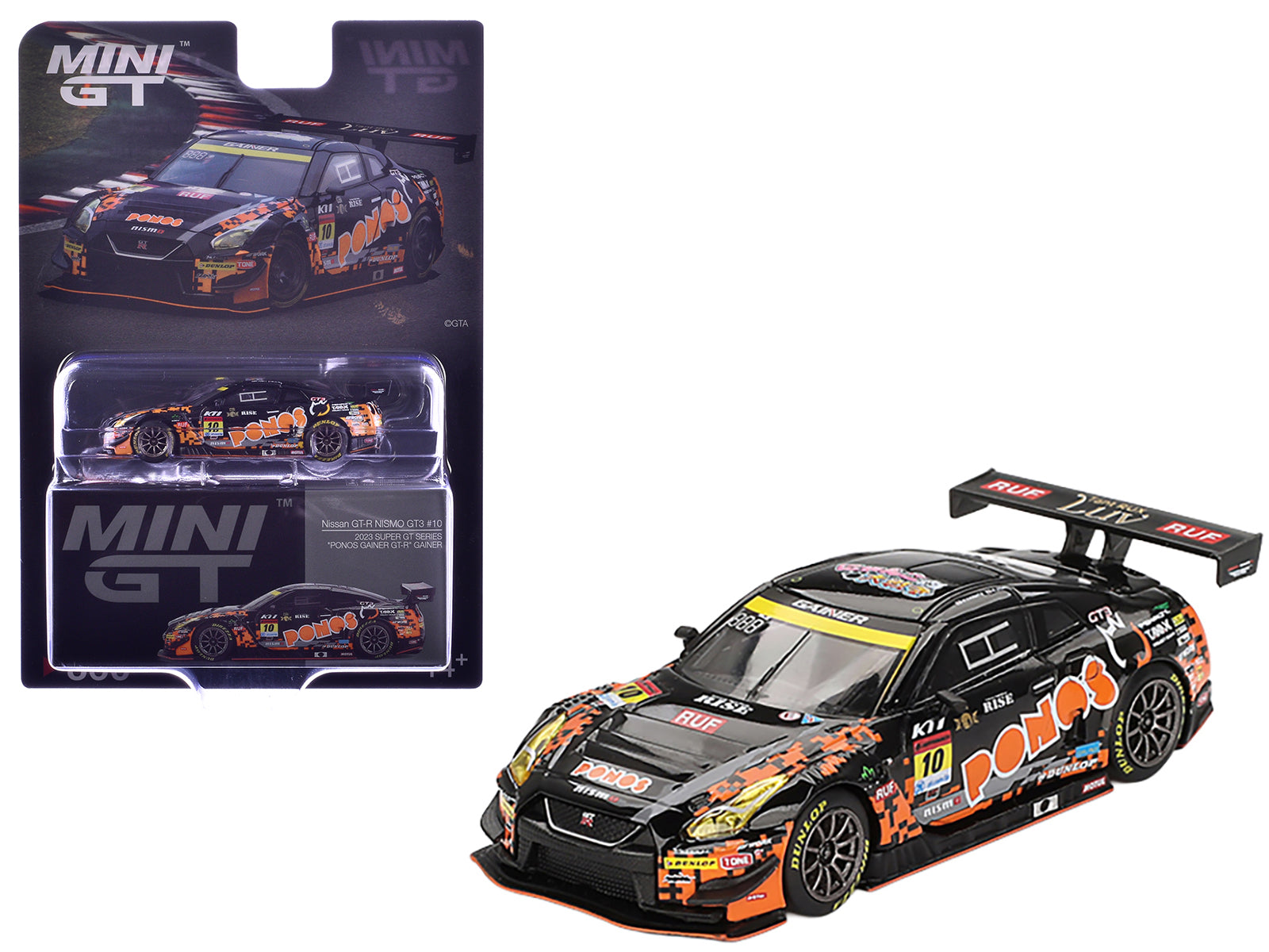 Nissan GT-R NISMO GT3 #10 Hironobu Yasuda - Riki Okusa "PONOS GAINER" "Super GT Series" (2023) Limited Edition 1/64 Diecast Model Car by Mini GT-DiecastModeler.com