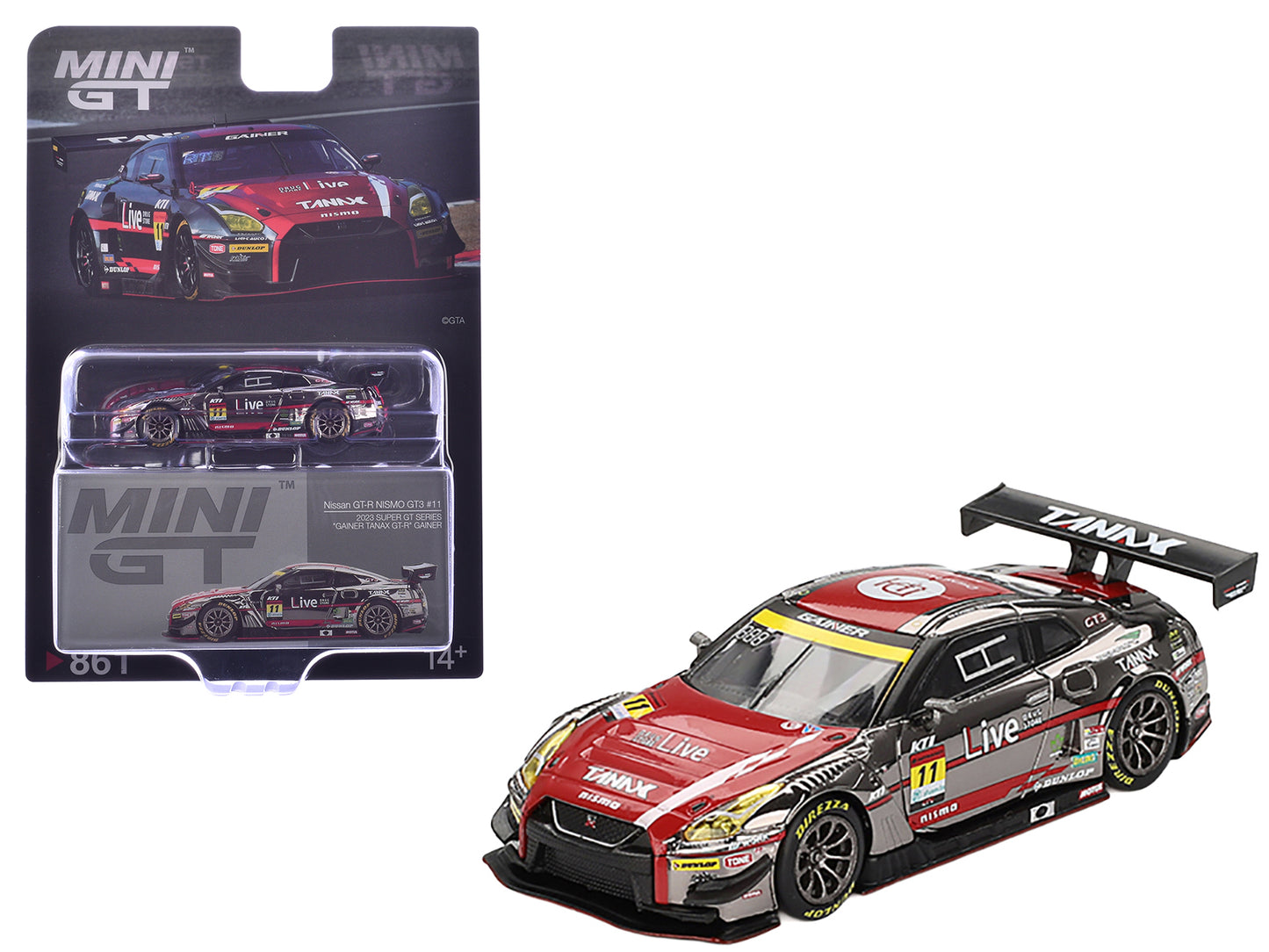 Nissan GT-R NISMO GT3 #11 Ryuichiro Tomita - Keishi Ishikawa - Yusuke Shiotsu "GAINER TANAX" "Super GT Series" (2023) Limited Edition 1/64 Diecast Model Car by Mini GT-DiecastModeler.com