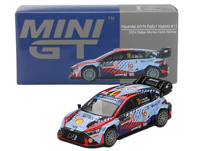 Hyundai i20 N Rally1 Hybrid #11 Thierry Neuville - Martijn Wydaeghe Winner "Rallye Monte-Carlo" (2024) Limited Edition 1/64 Diecast Model Car by Mini GT
