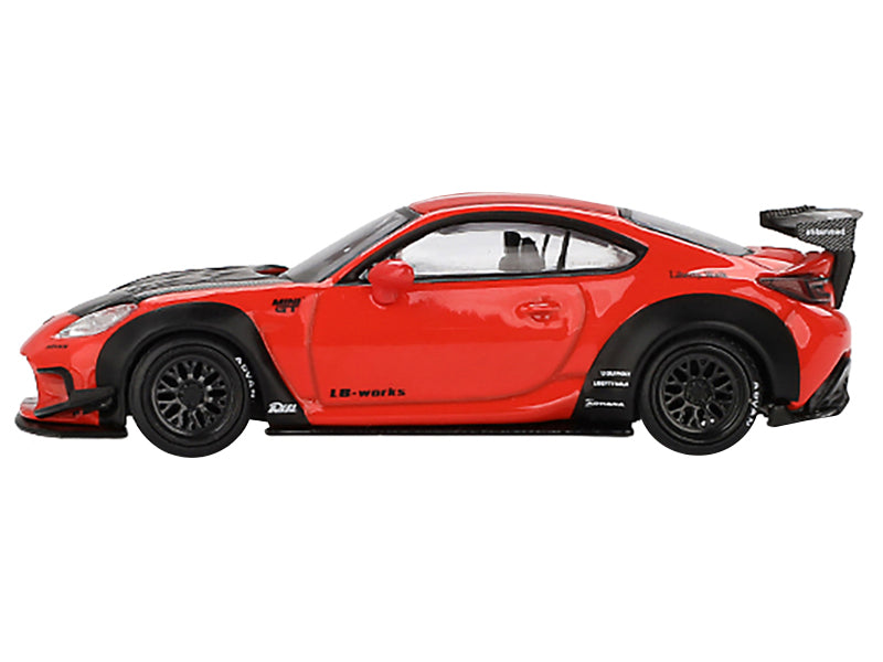 Toyota GR86 "LB-Nation - Liberty Walk" Red with Carbon Hood Limited Edition 1/64 Diecast Model Car by Mini GT