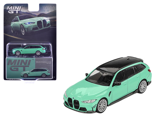 BMW M3 M Performance Touring Mint Green with Black Top Limited Edition 1/64 Diecast Model Car by Mini GT-DiecastModeler.com