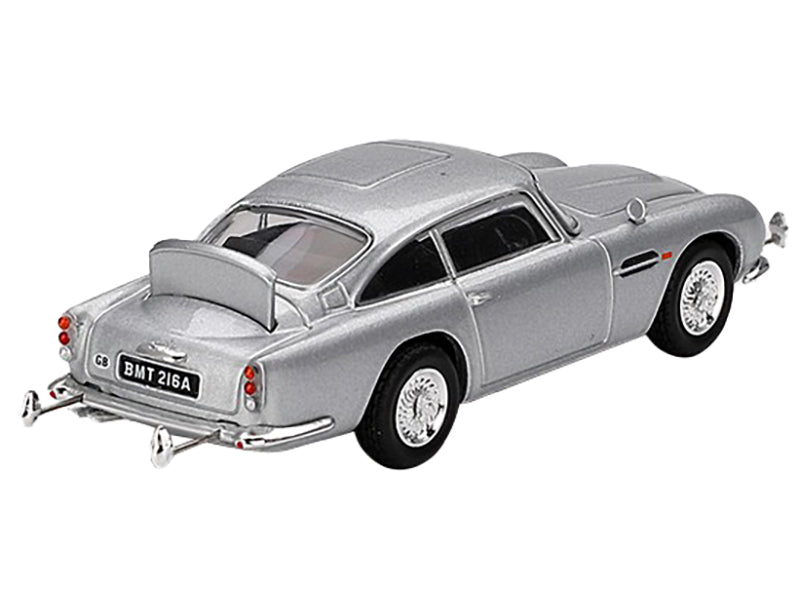 Aston Martin DB5 RHD (Right Hand Drive) Birch Silver Metallic 007 James Bond "Goldfinger" (1964) Movie Limited Edition 1/64 Diecast Model Car by Mini GT