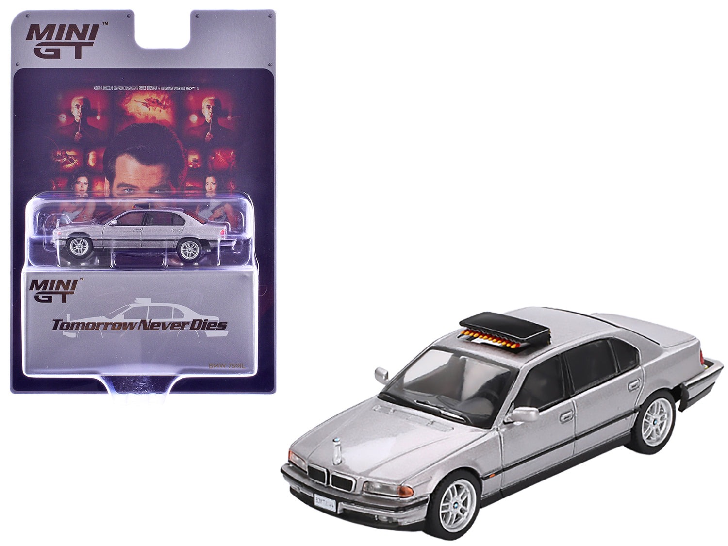 BMW 750IL Gray Metallic 007 James Bond "Tomorrow Never Dies" (1997) Movie Limited Edition 1/64 Diecast Model Car by Mini GT-DiecastModeler.com