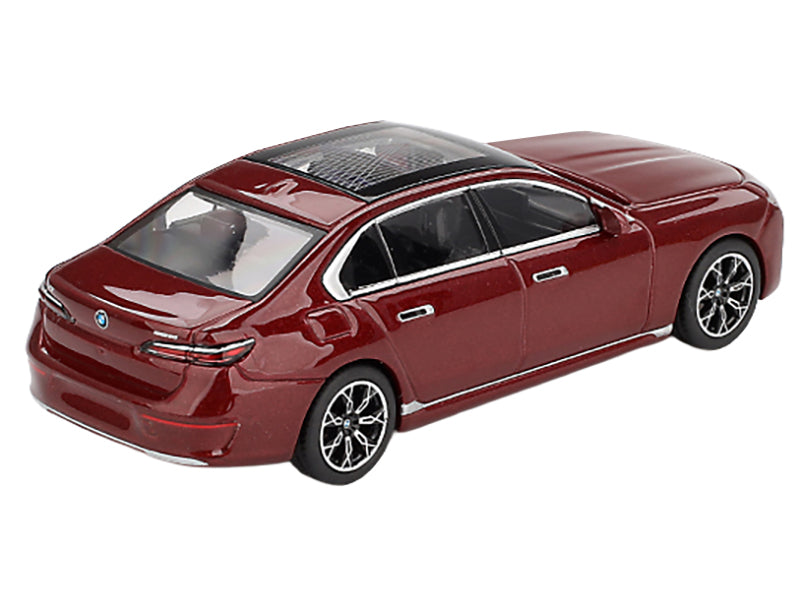 BMW i7 xDrive60 Aventurin Red Metallic Limited Edition 1/64 Diecast Model Car by Mini GT
