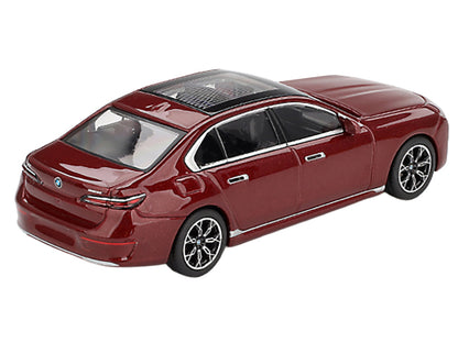 BMW i7 xDrive60 Aventurin Red Metallic Limited Edition 1/64 Diecast Model Car by Mini GT