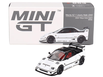 Mazda AZ-1 Liberty Walk LB40 RHD (Right Hand Drive) White with Black Top "2024 Tokyo Auto Salon" Limited Edition 1/64 Diecast Model Car by Mini GT-DiecastModeler.com