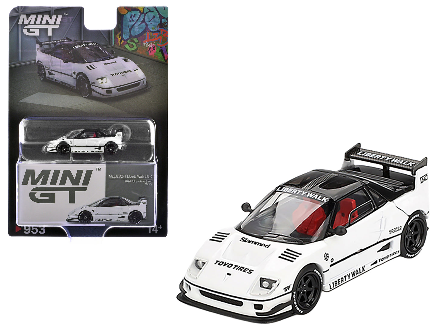 Mazda AZ-1 Liberty Walk LB40 RHD (Right Hand Drive) White with Black Top "2024 Tokyo Auto Salon" Limited Edition 1/64 Diecast Model Car by Mini GT-DiecastModeler.com