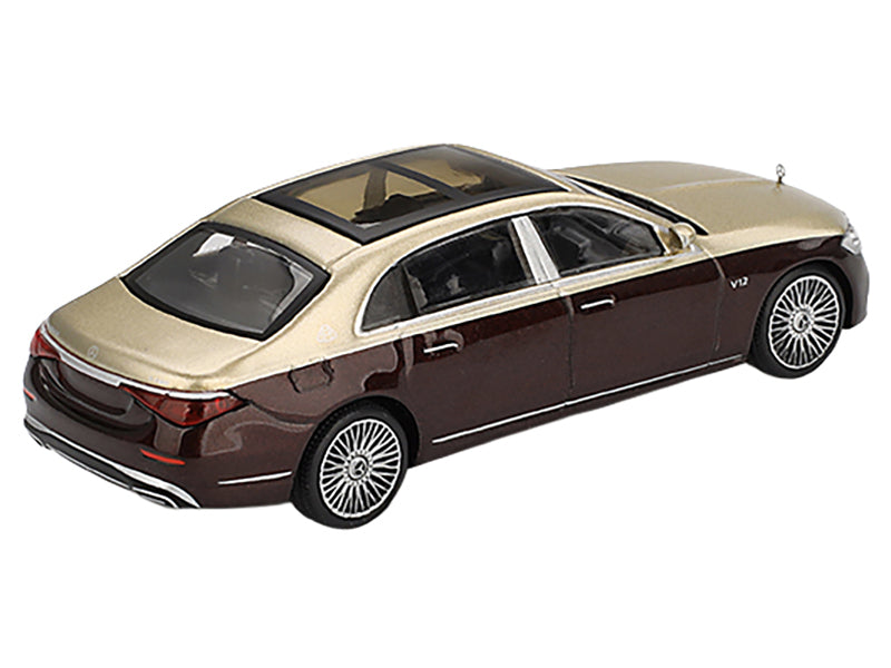 Mercedes-Maybach S 680 Gold Metallic and Dark Red Metallic Limited Edition 1/64 Diecast Model Car by Mini GT
