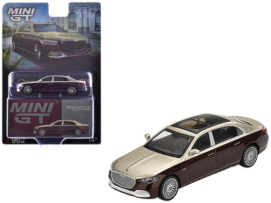 Mercedes-Maybach S 680 Gold Metallic and Dark Red Metallic Limited Edition 1/64 Diecast Model Car by Mini GT