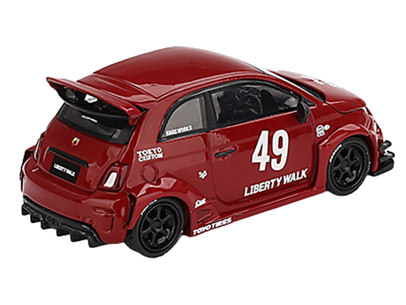 ABARTH 595 #49 "LB-Works x Abas Works" Red Limited Edition 1/64 Diecast Model Car by Mini GT