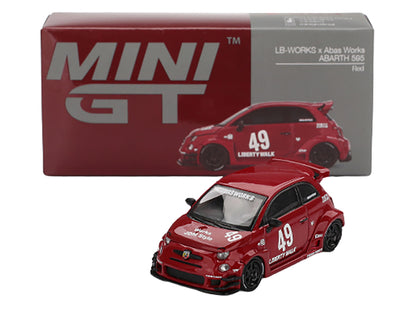 ABARTH 595 #49 "LB-Works x Abas Works" Red Limited Edition 1/64 Diecast Model Car by Mini GT